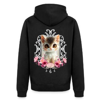 Chaton adorable et moelleux - Veste à capuche bio Premium Unisexe - noir - Dos - Nico (187cm)