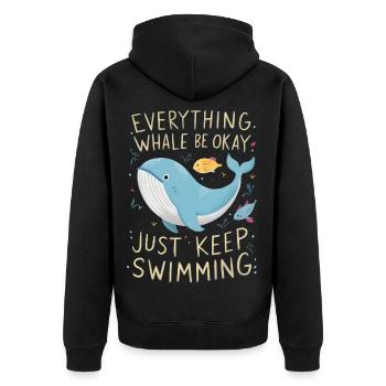 Whale Be Okay - Unisex Premium Organic Zip Hoodie - black - Back - Nico (187cm)