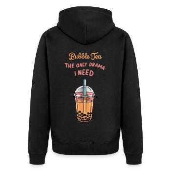 Bubble Tea Drama - Unisex Premium Bio Zip Hoodie - Schwarz - Hinten - Nico (187cm)