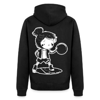 Kleine Basketballerin - Unisex Premium Bio Zip Hoodie - Schwarz - Hinten - Nico (187cm)