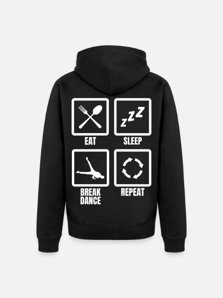 Manger dormir pause danse répéter - Veste à capuche bio Premium Unisexe - noir