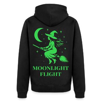 Witch flies through the night by moonlight - Unisex Premium Organic Zip Hoodie - black - Back - Nico (187cm)
