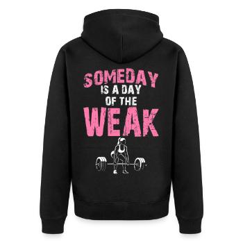 Someday for WEAK - Female - Unisex Premium Organic Zip Hoodie - black - Back - Nico (187cm)