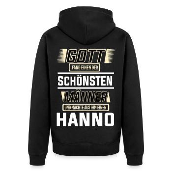 Hanno der schönste Mann von Gott geformt Design - Unisex Premium Bio Zip Hoodie - Schwarz - Hinten - Nico (187cm)