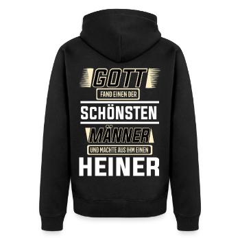 Heiner der schönste Mann von Gott geformt Design - Unisex Premium Bio Zip Hoodie - Schwarz - Hinten - Nico (187cm)