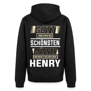 Henry der schönste Mann von Gott geformt Design - Unisex Premium Bio Zip Hoodie - Schwarz - Hinten - Nico (187cm)