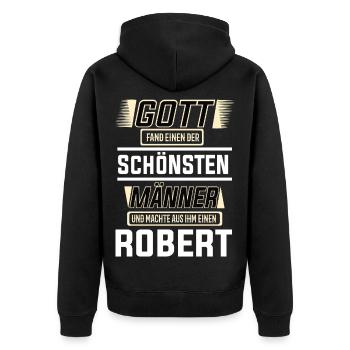 Robert der schönste Mann von Gott geformt Design - Unisex Premium Bio Zip Hoodie - Schwarz - Hinten - Nico (187cm)