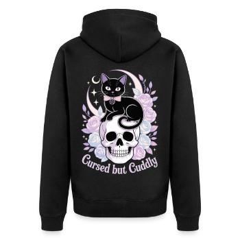 Motif de chats et d'os mystiques - Veste à capuche bio Premium Unisexe - noir - Dos - Nico (187cm)