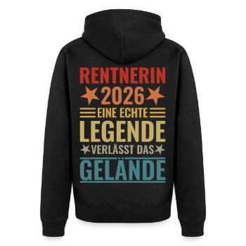 Rentnerin 2026 Echte Legende verlässt das Gelände - Unisex Premium Bio Zip Hoodie - Schwarz - Hinten - Nico (187cm)