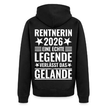 Rentnerin 2026 Echte Legende verlässt das Gelände - Unisex Premium Bio Zip Hoodie - Schwarz - Hinten - Nico (187cm)