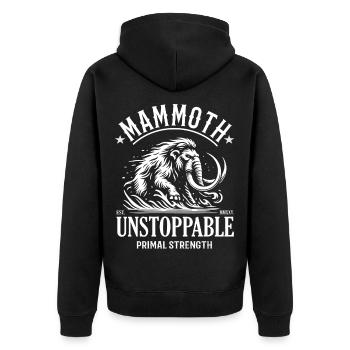 Mammoth Design – Primal Strength - Unisex Premium Bio Zip Hoodie - Schwarz - Hinten - Nico (187cm)