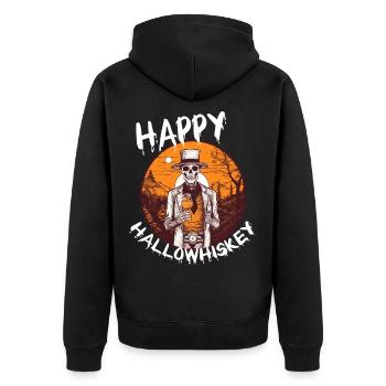 Tenue de fête vintage au whisky d’Halloween - Veste à capuche bio Premium Unisexe - noir - Dos - Nico (187cm)
