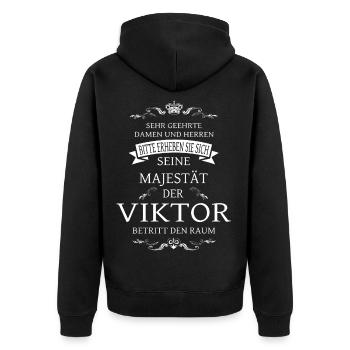 His Majesty the Viktor enters the room - Unisex Premium Organic Zip Hoodie - black - Back - Nico (187cm)