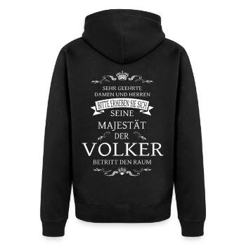 His Majesty of Nations enters the room - Unisex Premium Organic Zip Hoodie - black - Back - Nico (187cm)