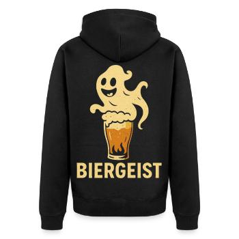 Biergeist lustiger Spruch - Happy Halloween - Unisex Premium Bio Zip Hoodie - Schwarz - Hinten - Nico (187cm)