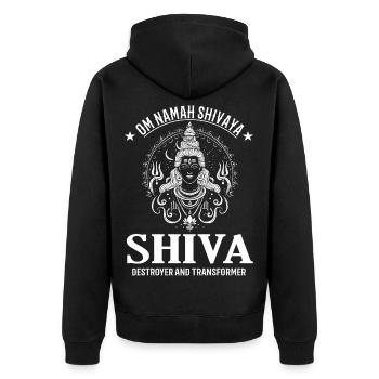 Shiva Design – Divinité puissante - Veste à capuche bio Premium Unisexe - noir - Dos - Nico (187cm)