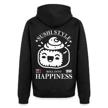 Sushi Style Design – Funny & Cute - Unisex Premium Organic Zip Hoodie - black - Back - Nico (187cm)