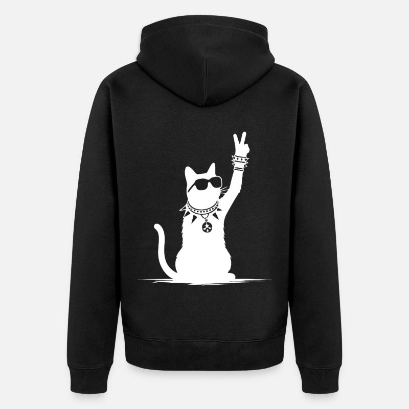 Rocker Cat Design – Cool & Loud - Veste à capuche bio Premium Unisexe - noir