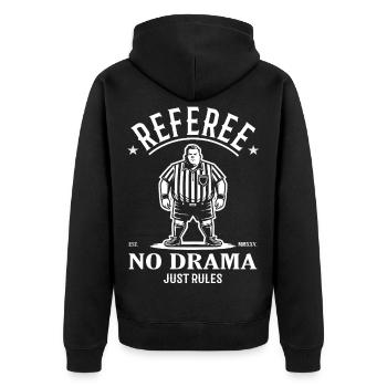 Conception de l’arbitre – Pas de drame, juste des règles - Veste à capuche bio Premium Unisexe - noir - Dos - Nico (187cm)