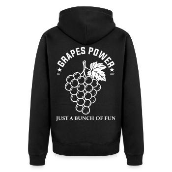 Weintrauben Design – Grapes Power Fun - Unisex Premium Bio Zip Hoodie - Schwarz - Hinten - Nico (187cm)