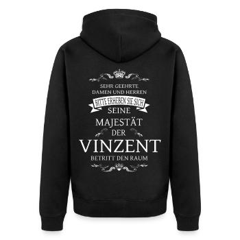 Sa Majesté le Vincentien entre dans la salle - Veste à capuche bio Premium Unisexe - noir - Dos - Nico (187cm)