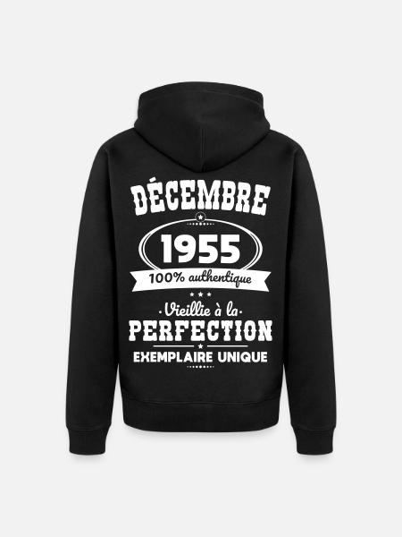 70th Anniversary - December 1955 Perfection - Unisex Premium Organic Zip Hoodie - black