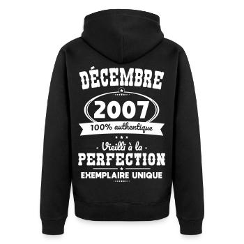 18th Birthday - December 2007 Perfection - Unisex Premium Organic Zip Hoodie - black - Back - Nico (187cm)