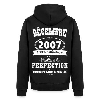 18th Birthday - December 2007 Perfection - Unisex Premium Organic Zip Hoodie - black - Back - Nico (187cm)