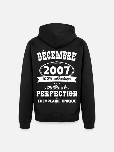 18th Birthday - December 2007 Perfection - Unisex Premium Organic Zip Hoodie - black