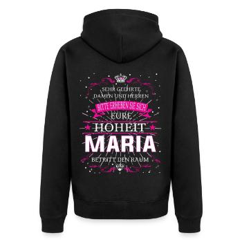 Eure Hoheit Maria betritt den Raum - Unisex Premium Bio Zip Hoodie - Schwarz - Hinten - Nico (187cm)
