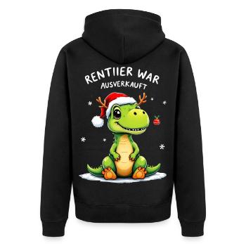 Rentiier War Ausverkauft Lustiger Dino Weihnachten - Unisex Premium Bio Zip Hoodie - Schwarz - Hinten - Nico (187cm)