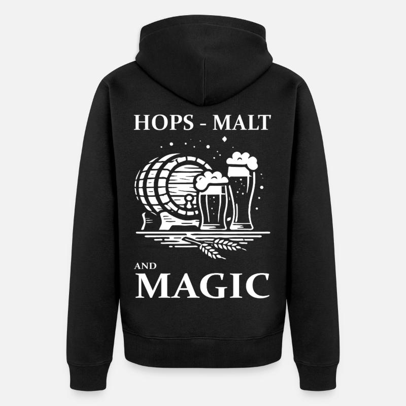 Bier Design – Hops, Malt and Magic - Unisex Premium Bio Zip Hoodie - Schwarz