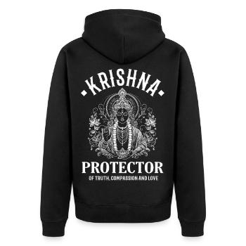 Krishna – Indische Gottheit Design - Unisex Premium Bio Zip Hoodie - Schwarz - Hinten - Nico (187cm)