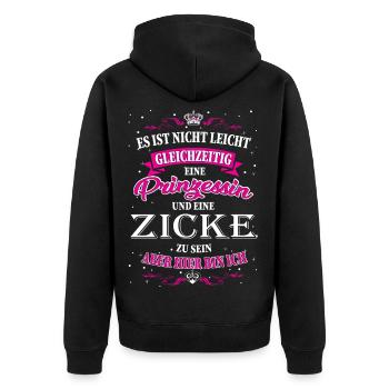 Lustiges Zicken Design - Unisex Premium Bio Zip Hoodie - Schwarz - Hinten - Nico (187cm)