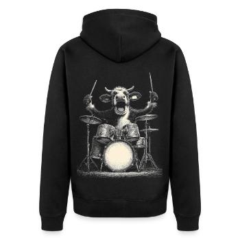 Vache alpine Tambours Tambour Montagnes Musique Drôle - Veste à capuche bio Premium Unisexe - noir - Dos - Nico (187cm)