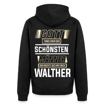 Walther the Most Beautiful Man Shaped by God Design - Unisex Premium Organic Zip Hoodie - black - Back - Nico (187cm)