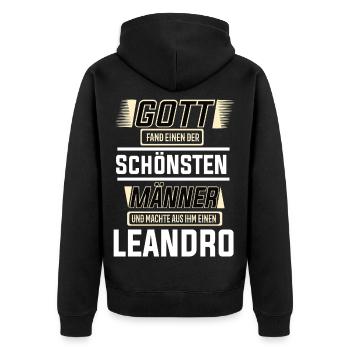 Leandro the Most Beautiful Man Shaped by God Design - Unisex Premium Organic Zip Hoodie - black - Back - Nico (187cm)
