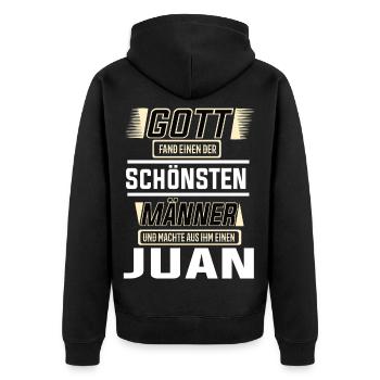 Juan the Most Beautiful Man Shaped by God Design - Unisex Premium Organic Zip Hoodie - black - Back - Nico (187cm)