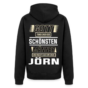 Jörn the Most Beautiful Man Shaped by God Design - Unisex Premium Organic Zip Hoodie - black - Back - Nico (187cm)