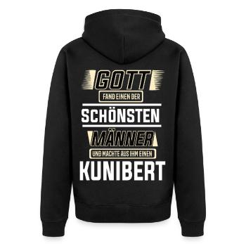 Kunibert the Most Beautiful Man Shaped by God Design - Unisex Premium Organic Zip Hoodie - black - Back - Nico (187cm)