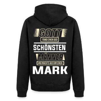 Mark the Most Beautiful Man of God Shaped Design - Unisex Premium Organic Zip Hoodie - black - Back - Nico (187cm)