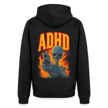 ADHD Skelett - Unisex Premium Bio Zip Hoodie - Schwarz - Hinten - Nico (187cm)