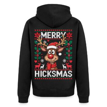 Rentier Rudolph Rote Nase - Weihnachtsgeschenk - Unisex Premium Bio Zip Hoodie - Schwarz - Hinten - Nico (187cm)