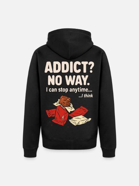 Addict No Way Funny Self-Improvement Tee - Unisex Premium Organic Zip Hoodie - black