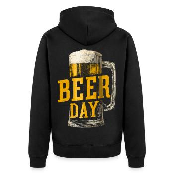 Beer Day - Unisex Premium Bio Zip Hoodie - Schwarz - Hinten - Nico (187cm)