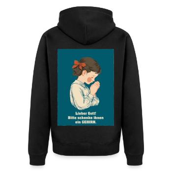 Little child praying brain wish - Unisex Premium Organic Zip Hoodie - black - Back - Nico (187cm)