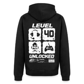 40 Joueur d’anniversaire niveau 40 débloqué - Veste à capuche bio Premium Unisexe - noir - Dos - Nico (187cm)