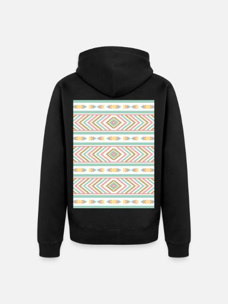 Stylish Boho Vibe Tribal Pastel Geometry - Unisex Premium Organic Zip Hoodie - black