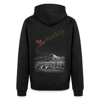 Sternen-Schlittenfahrt im Winterschnee - Unisex Premium Bio Zip Hoodie - Schwarz - Hinten - Nico (187cm)