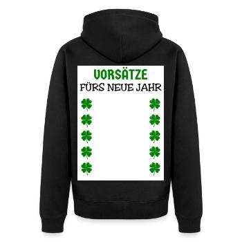 Résolutions du Nouvel An Trèfles du réveillon du Nouvel An - Veste à capuche bio Premium Unisexe - noir - Dos - Nico (187cm)